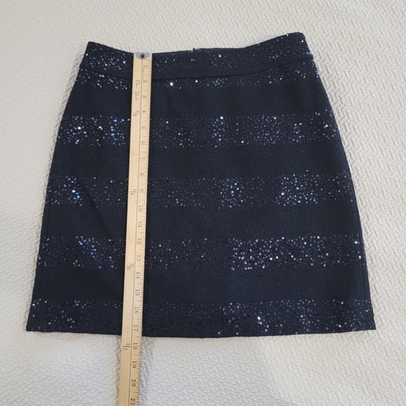 LOFT Black Sequin Striped Skirt Size 2 Holiday Evening Party Sparkle - Picture 5 of 14
